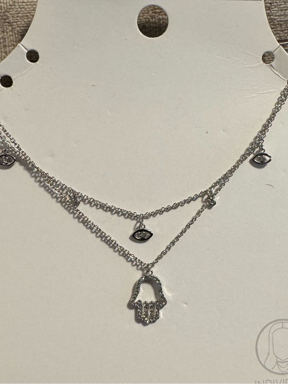 Forever 21 Silver Hamsa & Evil Eye Layered Necklace Set